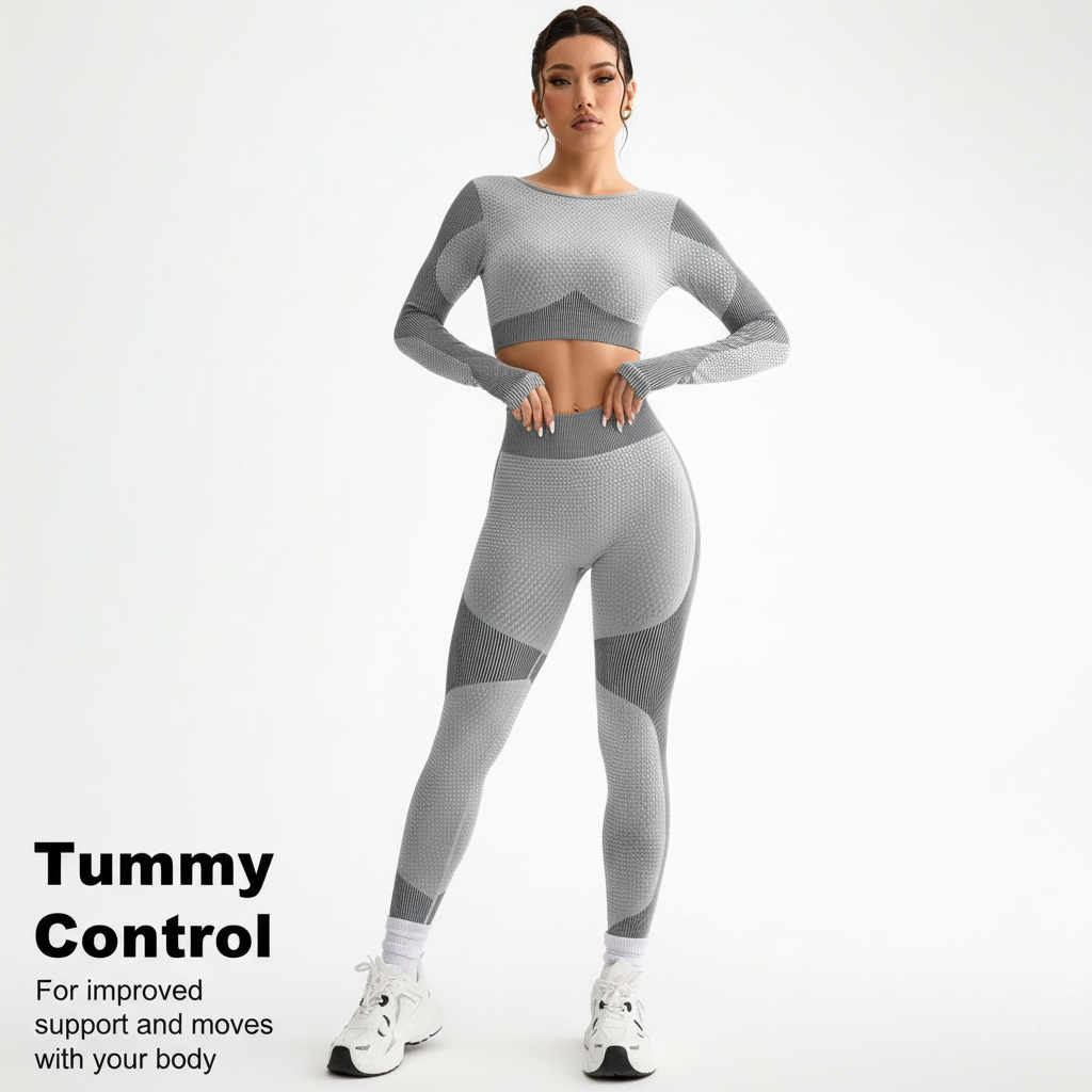 2pcs Hot-selling New Sports Tight Running Breathable Seamless Yoga Suit Women's Outdoor Fitness Suit Women's