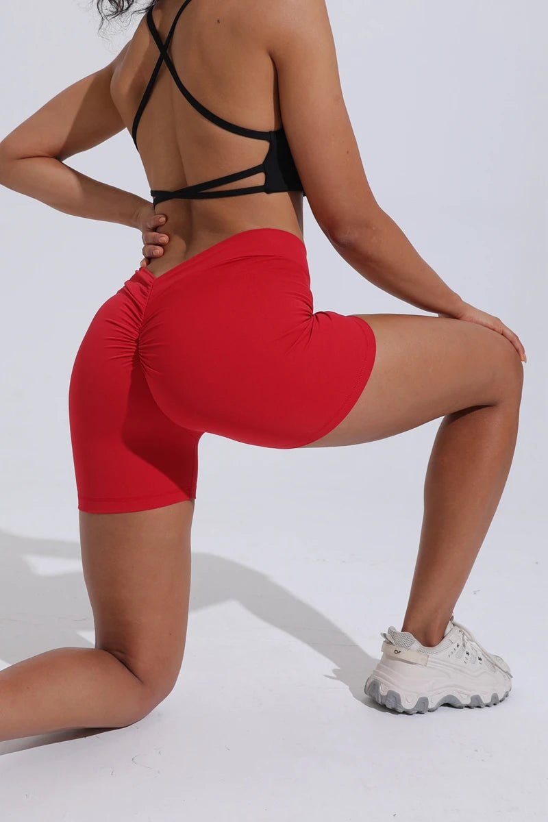 QINACTIVE V-Back Shorts Womens Clothing Gym Short Shorts Cycling Shorts Activewear High Elastic Tights Fitness Leggings