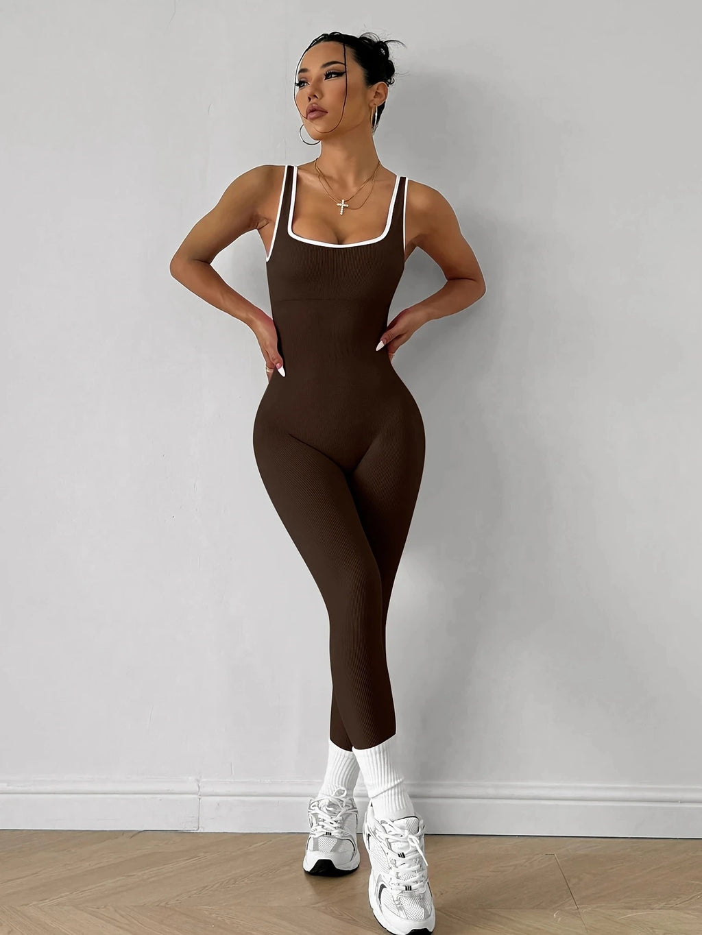 Jumpsuit for Women Workout Seamless Jumpsuits Yoga Ribbed One Piece Tank Tops Rompers Sleeveless Exercise Jumpsuits