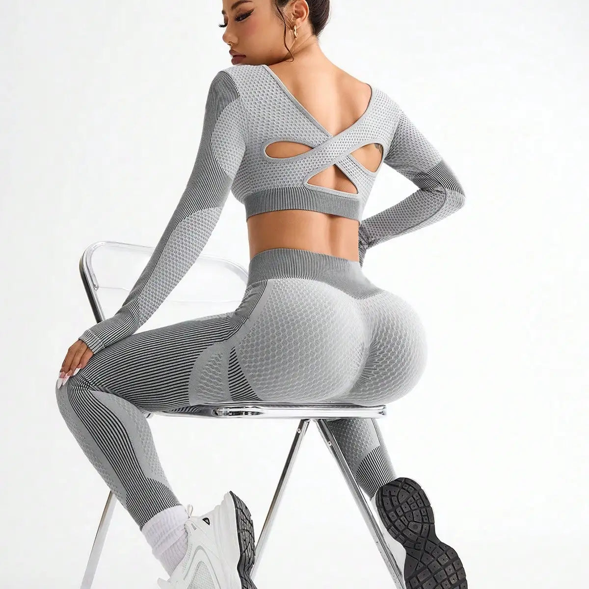 2pcs Hot-selling New Sports Tight Running Breathable Seamless Yoga Suit Women's Outdoor Fitness Suit Women's