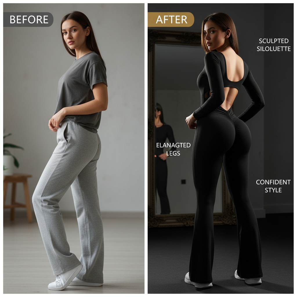 High quality solid color long sleeved compression exercise jumpsuit women's sportswear bell bottom pants sexy push up yoga set